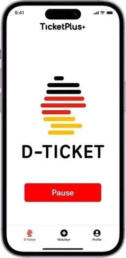 Pause-Taste in der TicketPlus+ App
