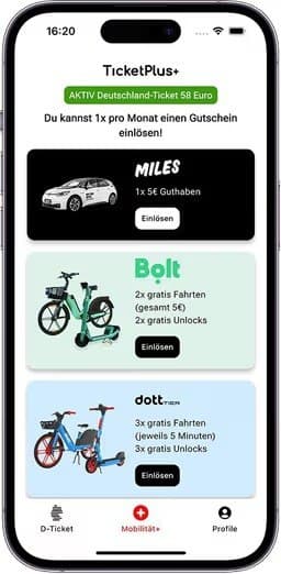 Sharing-Vorteile in der TicketPlus+ App