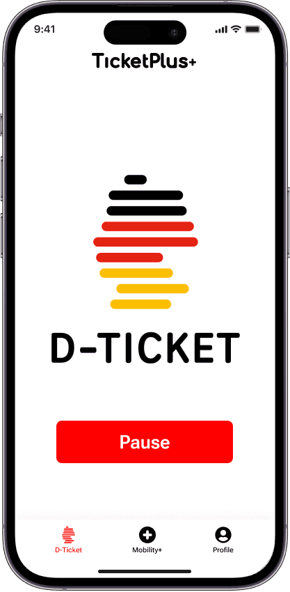 App Screen D-Ticket Pause Button TicketPlus+ Deutschland-Ticket
